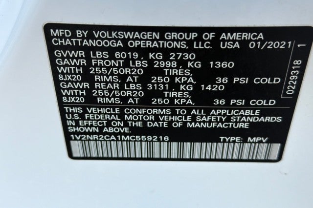 2021 Volkswagen Atlas 3.6L V6 SE w/Technology R-Line